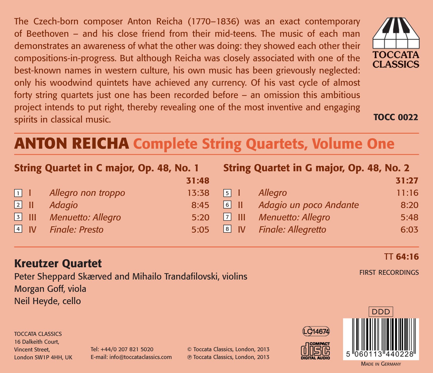 Reicha : Intégrale des Quatuors À Cordes Vol.1
