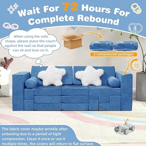 Miniatura 7 de GGIB Sofá modular de juego para niños, 28 piezas, sofá de espuma para niños, fortaleza de construcción para sala de juegos, juego creativo