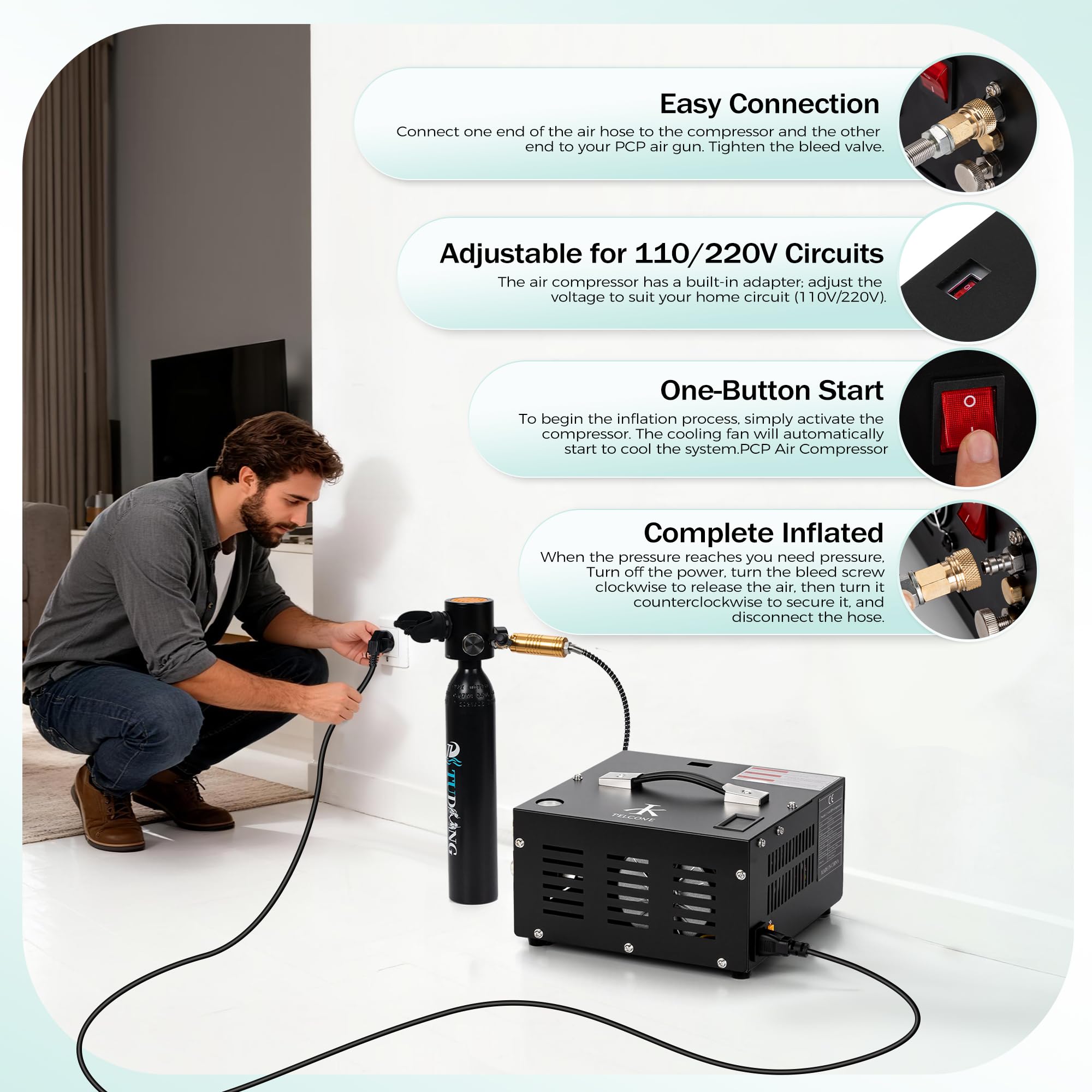 TUXING 4500Psi PCP Air Compressor - Portable & Fast -2 TUXING 4500Psi PCP Air Compressor - Portable & Fast -2