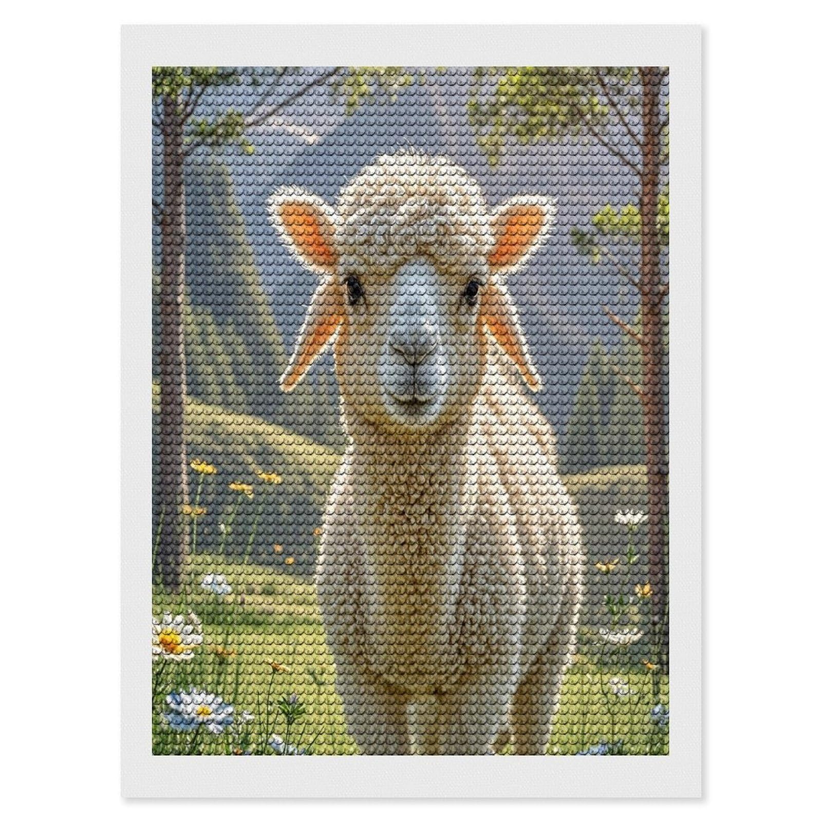 FekiLoot Lamb Diamond Painting Kits for Beginners DIY Diamond Art Kits for Adults Full Drill Round Diamond Dot Gem Art Painting Fun DIY Crafts for Home Kitchen Wall Decor Gift 12"x16"