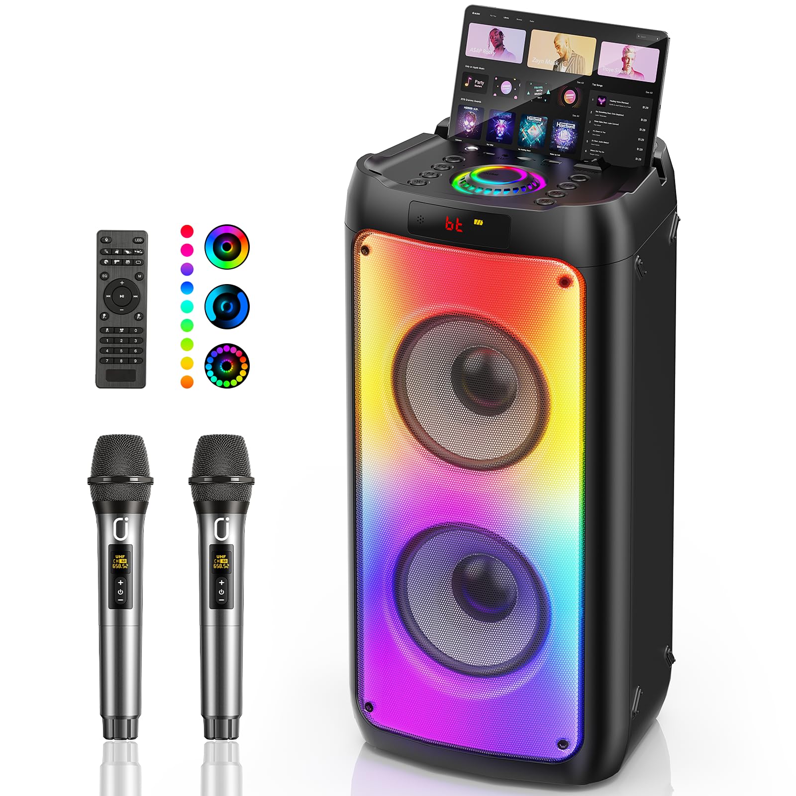 JYX 260W Trolley Party Speaker, 12 Hours, 2 Mics, Bluetooth 5.3, Black - Image 1