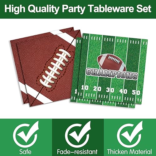 Miniatura 3 de Suministros para fiestas de fútbol  Juego de decoraciones de fiesta de fútbol del Super Bowl, incluye platos llanos, vasos, servilletas, cubiertos,