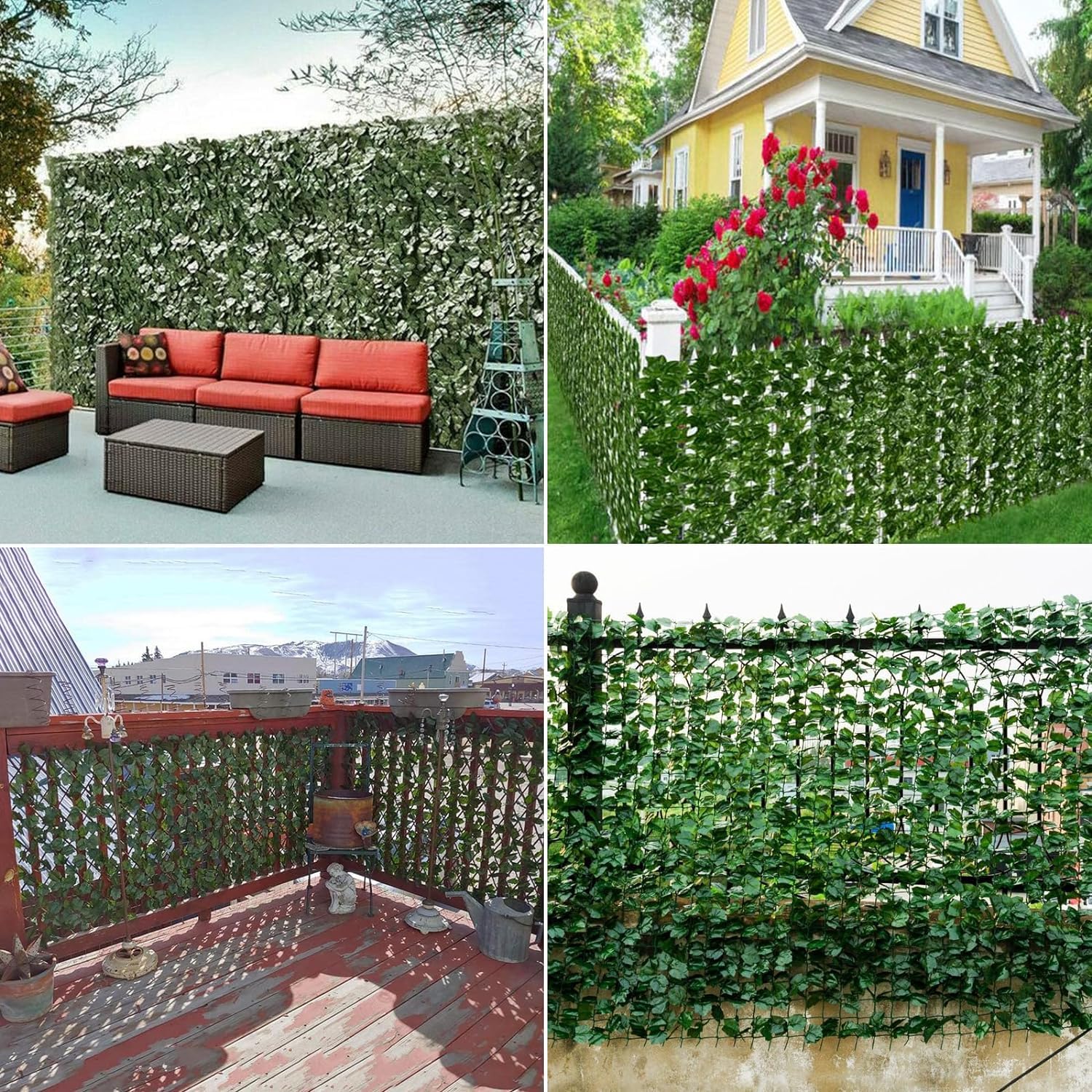 HanYun Künstliche Efeu Garten Sichtschutz 600 x 100cm künstliche Pflanzen sichtschutz und künstliche Efeu, Dekoration für Außenbereich Gartendekoration sichtschutz Windschutz lärmschutz