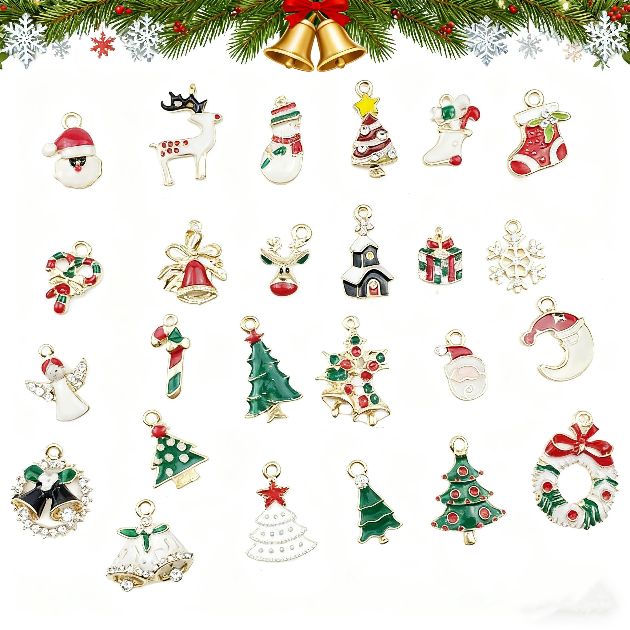 YARNOW 63 Ciondoli Natalizi In Lega – 2.5x1.3 Cm, Per Creazione Gioielli Fai Da Te, Decorazioni Albero