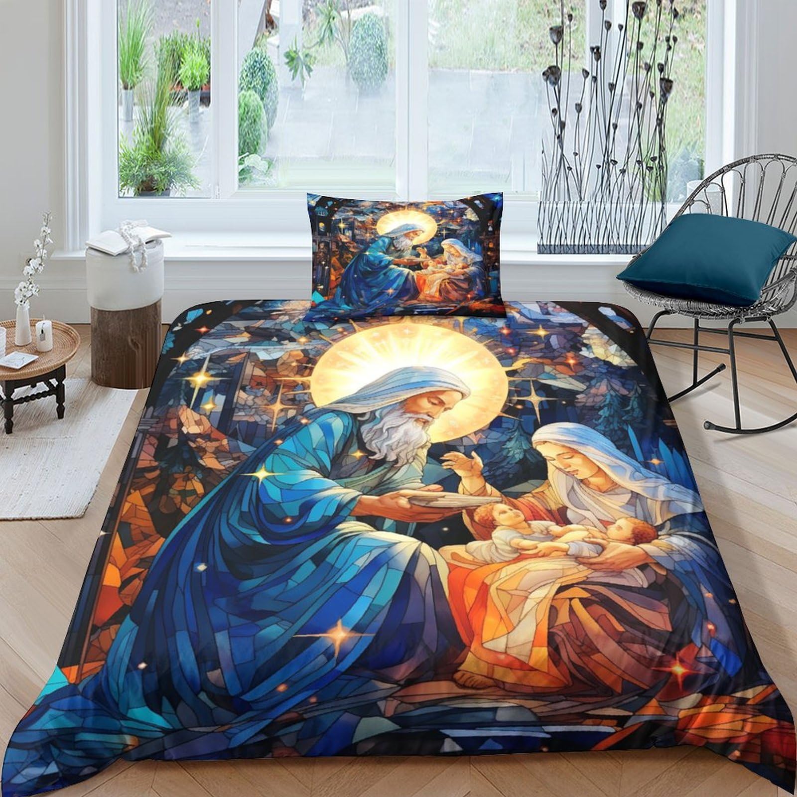 Parure de lit Notre Dame 135x200 pour lit simple avec housse de couette et taies d'oreiller