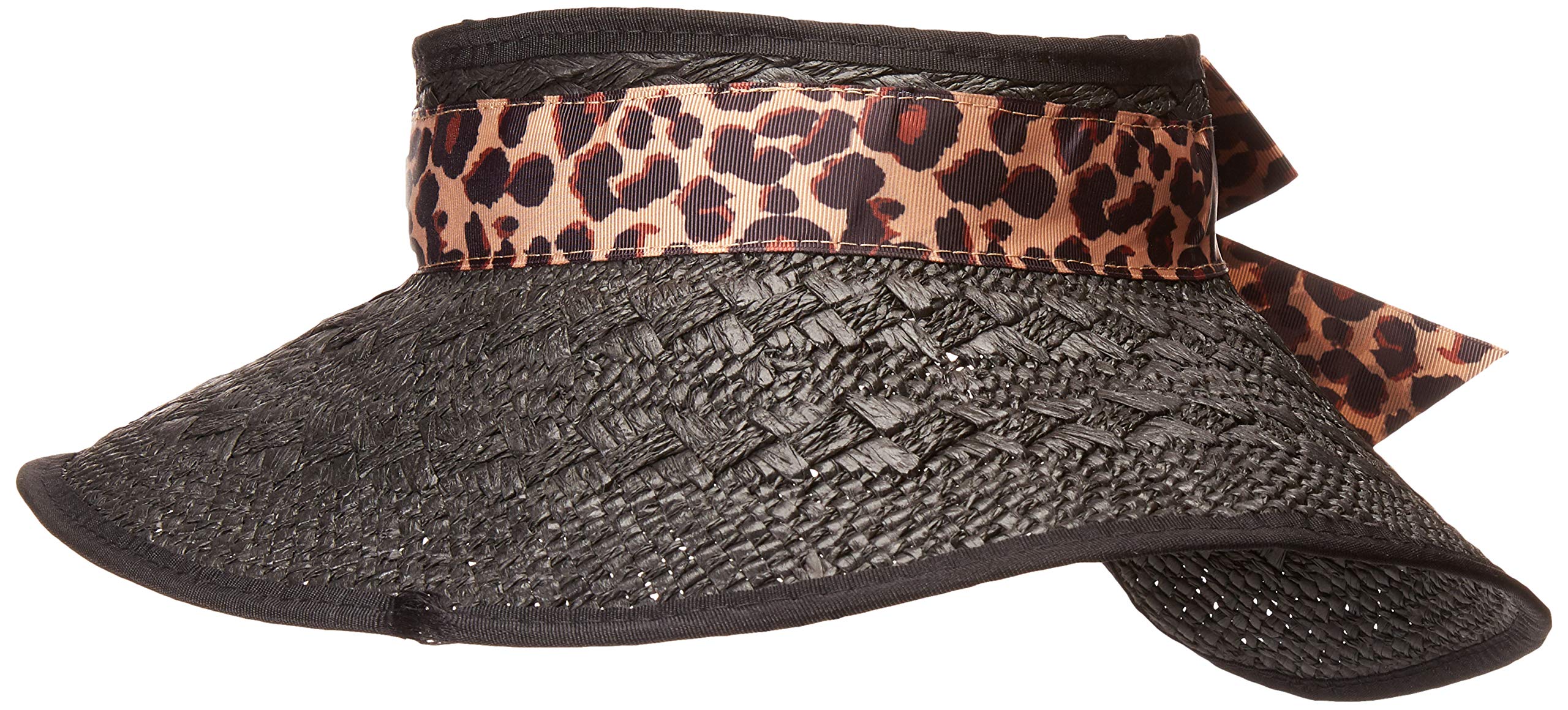 Laundry by Shelli Segal womens Straw Visor with Contrast Bow Closure Visor