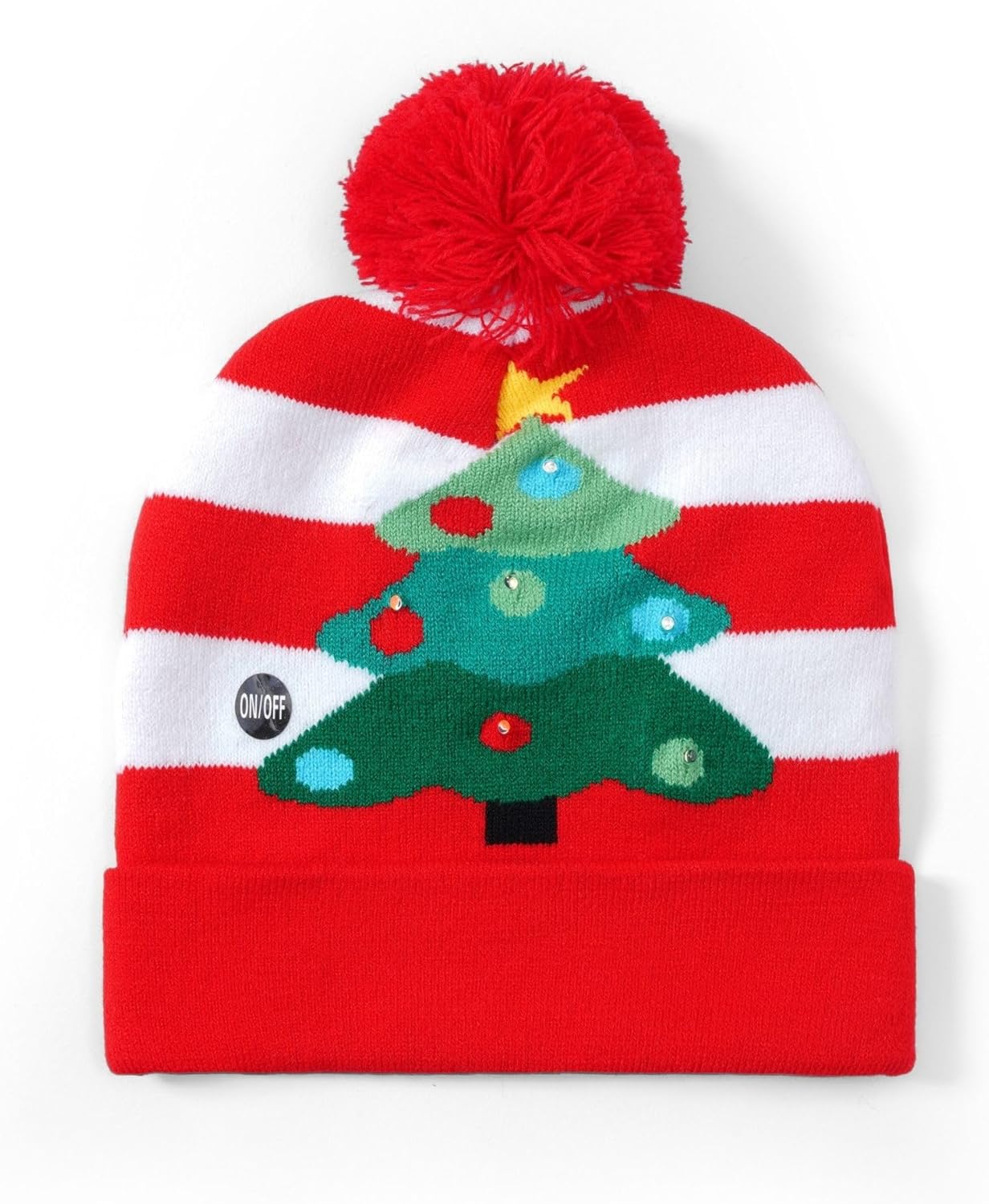 Christmas Hat 2 Pack Light Up Knitted Beanie Hat Xmas Santa Holiday Cap LED Lights - Image 6