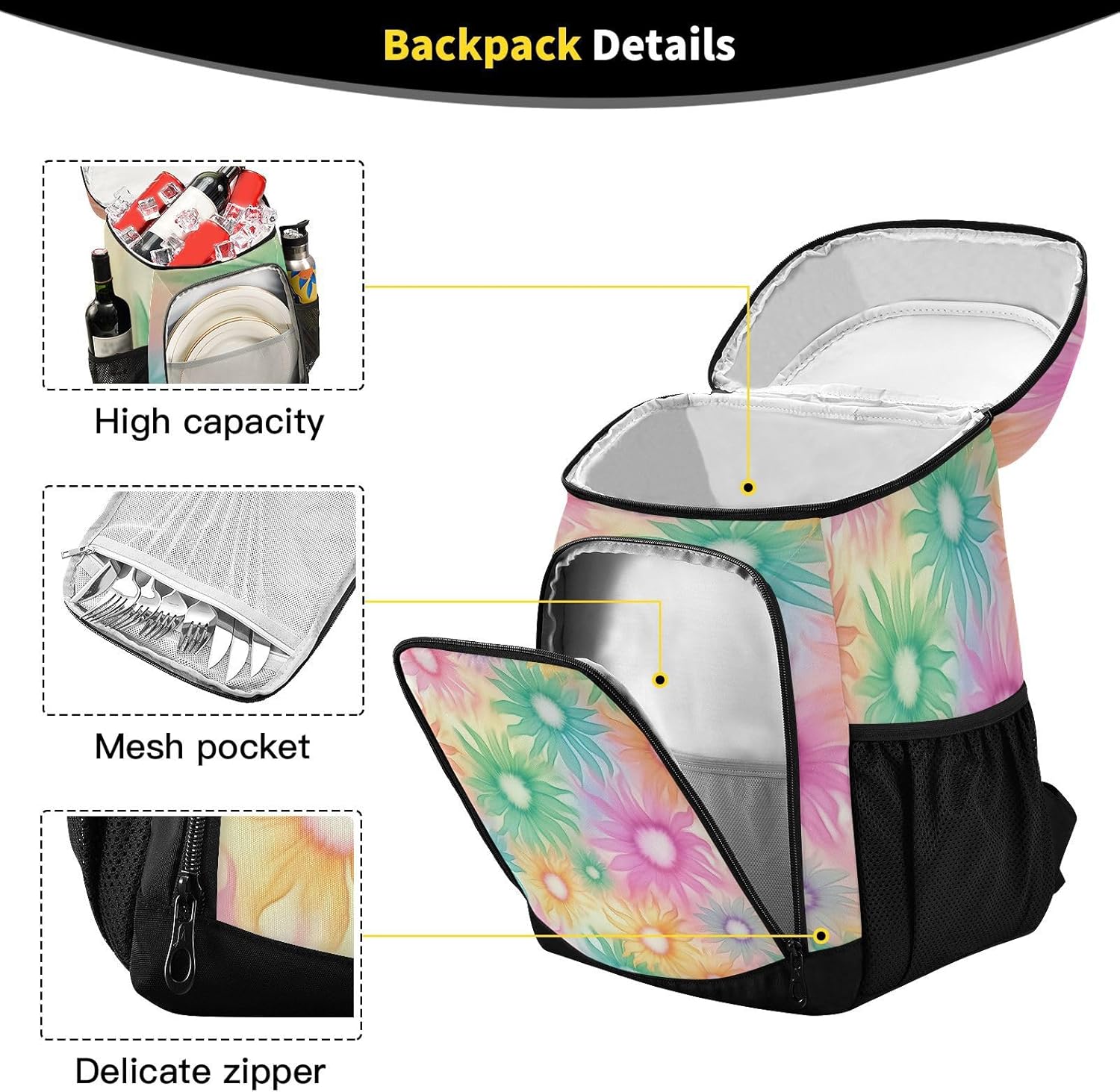 Colorful Magritte Cooler Backpack 36 Cans Leakproof Waterproof Backpack Cooler Bag Beach Accessories for Women and Men Travel Camping Fishing Backpack