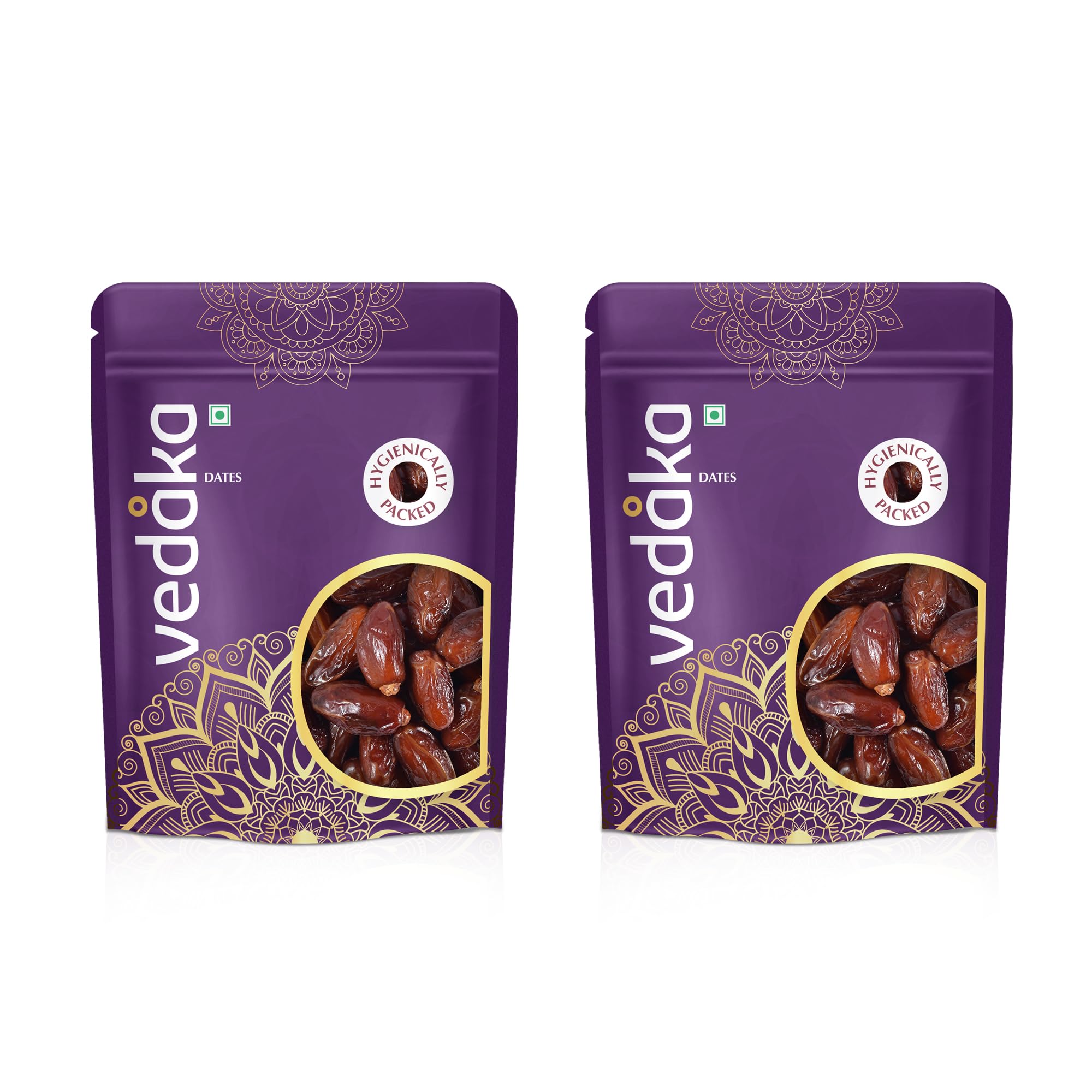 Amazon Brand - Vedaka Fresh Dates | 1 Kg | Khajur Dry Fruit | Naturally Dried | Healthy Snack | No Added Preservatives Or Additives | Hygienically Packed | Pack Of 2, Each 500 G