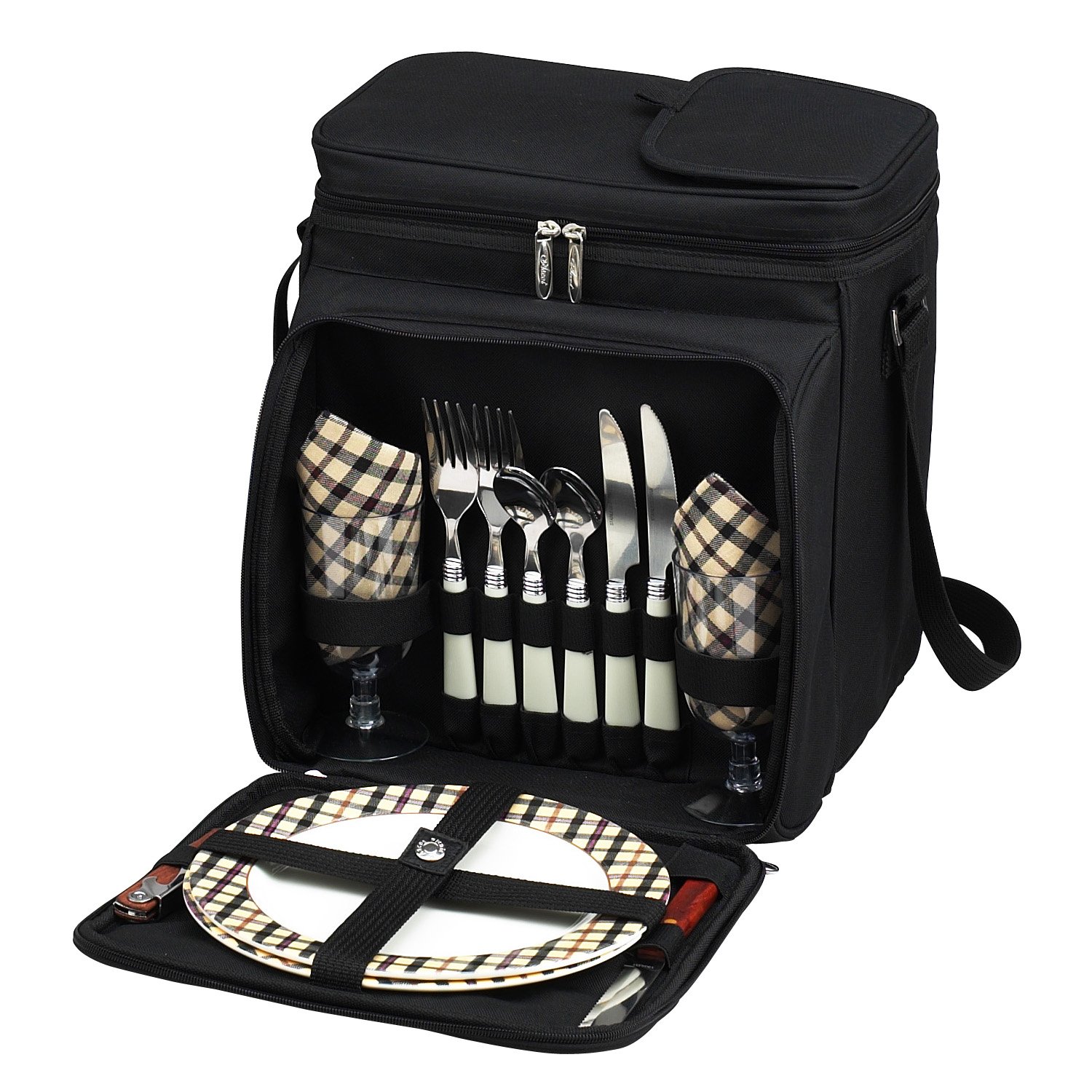 Picnic at Ascot Original Insulated Picnic Basket/Cooler Equipped with Service for 2- Designed, Assembled & Quality Approved in the USA