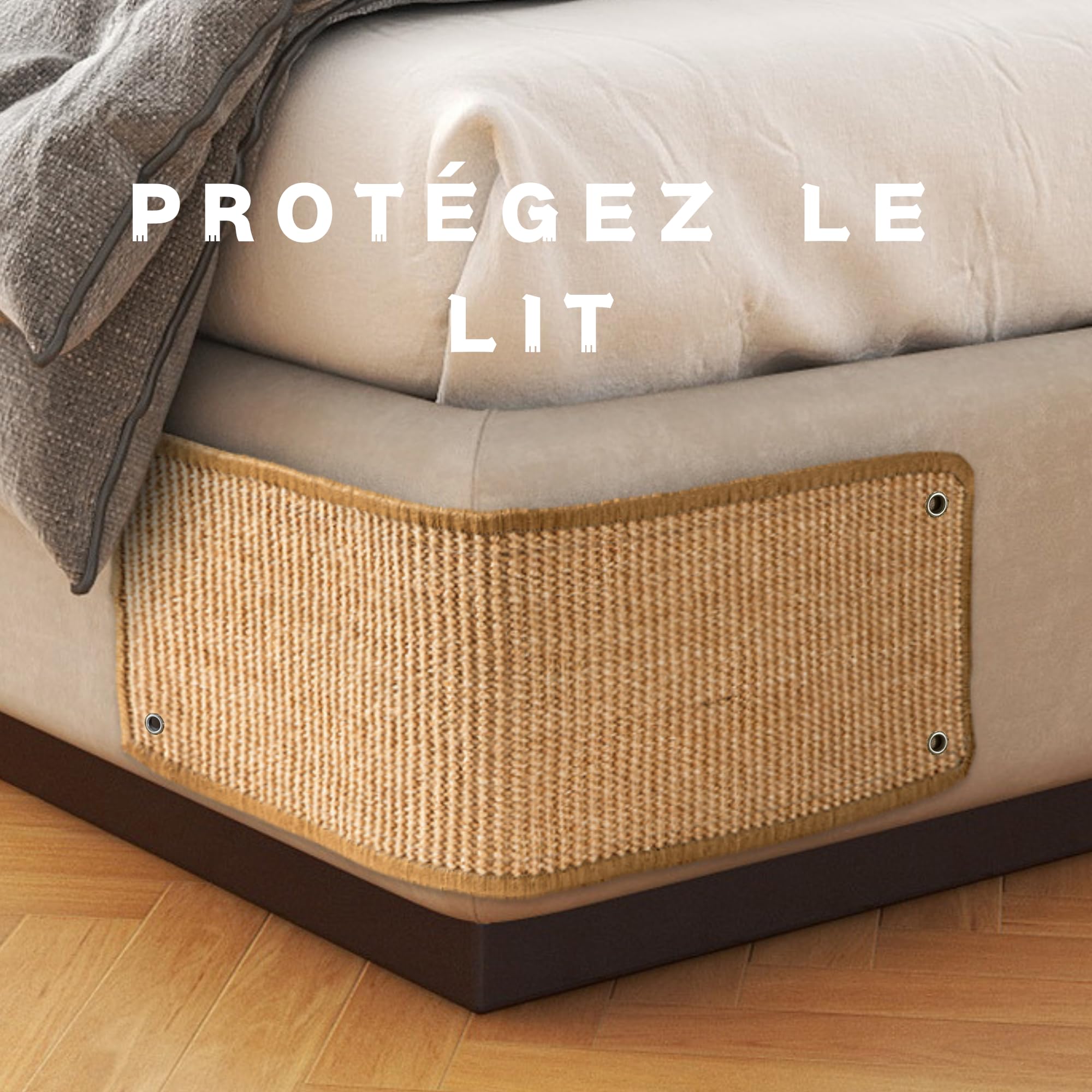 JanYoo Lot de 2 Tapis griffoirs en sisal, avec Ruban adhésif, Tapis de grattage pour Chat, Tapis pour protéger Le Mur, 60 × 25 cm (Marron)