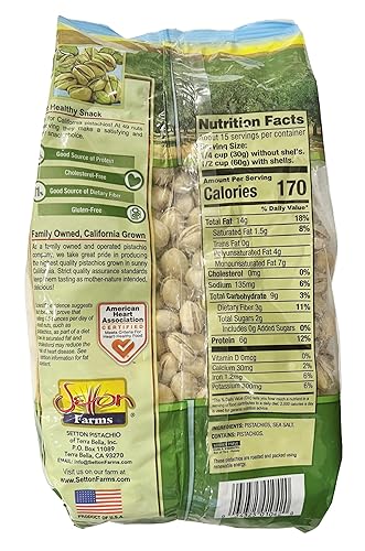 Miniatura 3 de Setton Farms pistachos de California premium asados y salados, bolsa de 2 lb (32 oz), tostado seco con sal marina, pistachos de cáscara, certificado