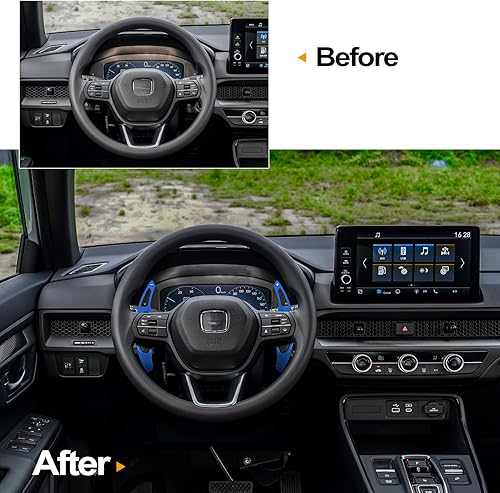 Vista 13 de CKE 2 piezas compatibles con Honda Civic CR-V Accord Pilot 2026 2025 2024 2023, accesorios para la cubierta interior de la palanca de cambios - Rojo