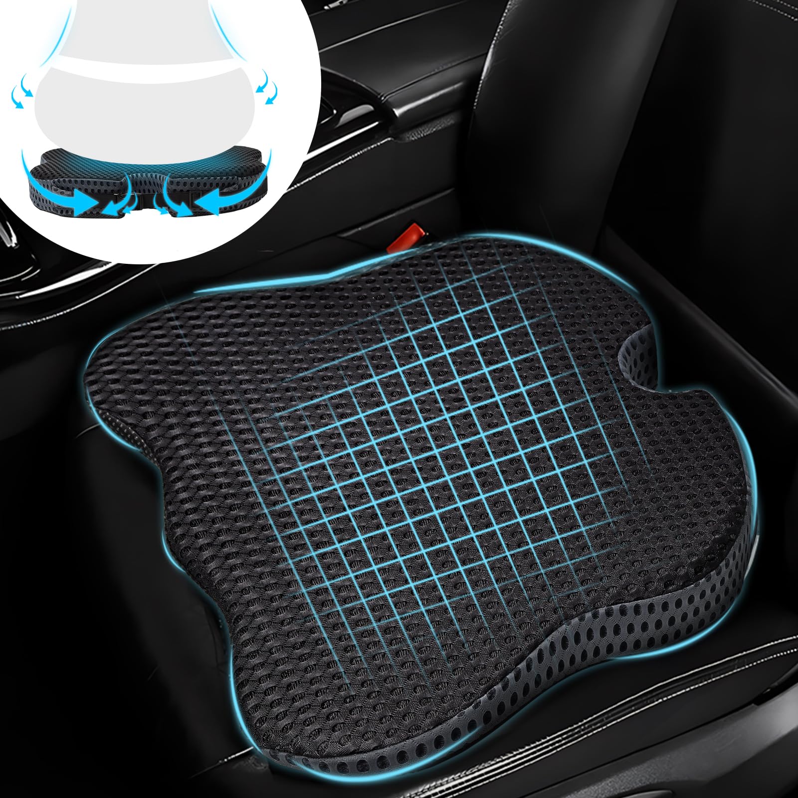 Omtofo Cojines En Forma De CuñA para AutomóVil, De Espuma ViscoeláStica, Cojines para Conductores, para El Asiento del Coche, Asiento De Conductor, Silla De La Oficina O Sillas De Ruedas