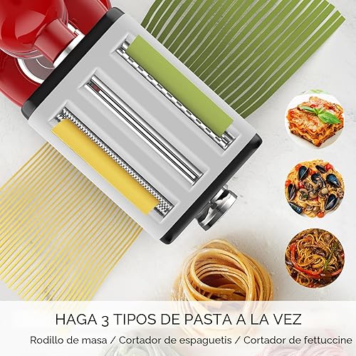 Miniatura 3 de Accesorio para máquina de pasta para todos los mezcladores Kitchenaid, accesorios para mezclador de fideos Kitchen Aid 3 en 1 incluyendo rodillo