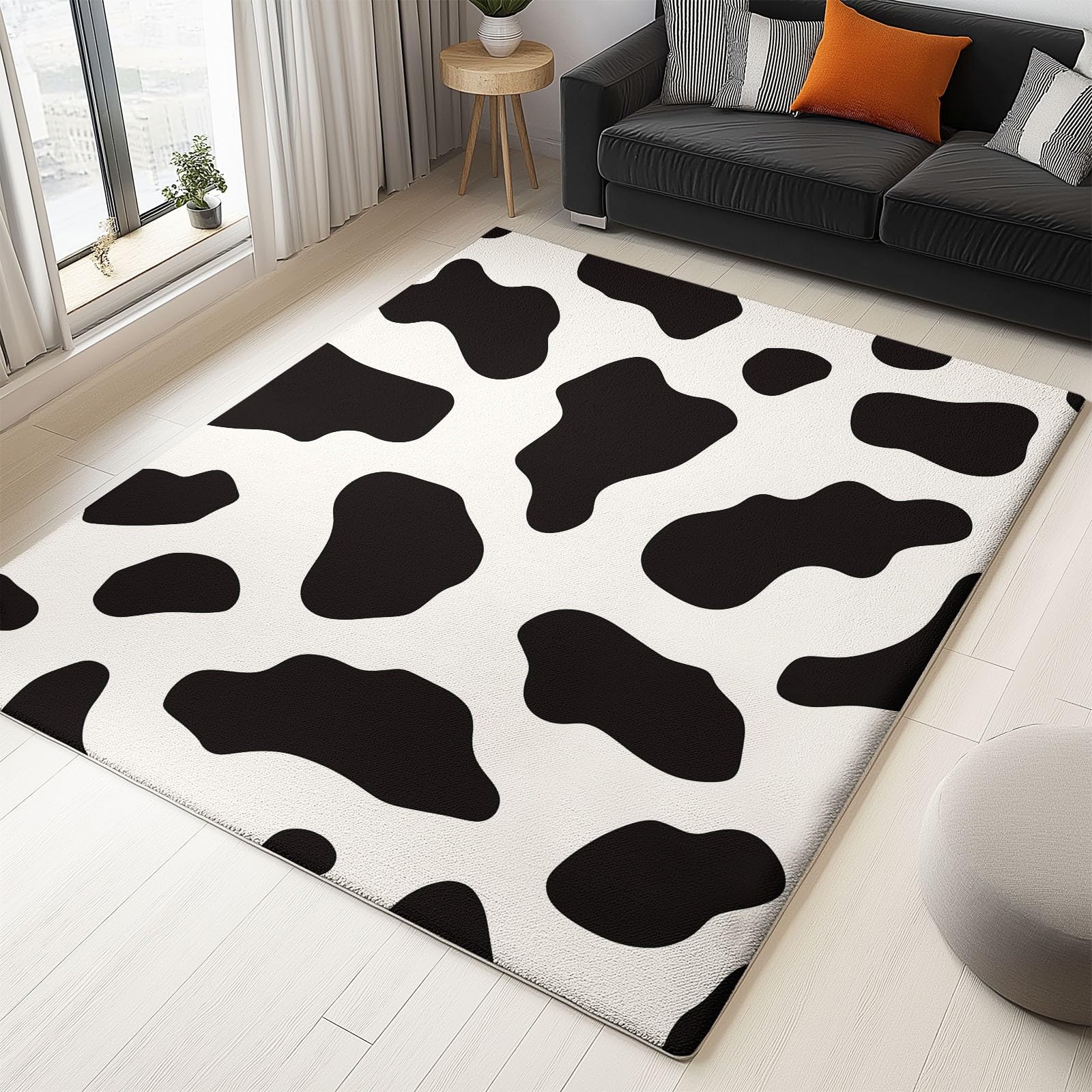 Tappeto Moderno Lavabile In Lavatrice – Pelo Corto Morbido E Antiscivolo, Ideale Per Soggiorno, Camera Da Letto, Sala Da Pranzo E Facile Da Pulire 100 X 150 Cm Strisce Macchie E Motivi Di Mucca