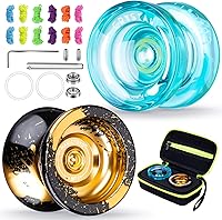 Vista 1 de MAGICYOYO Paquete de Regalo de 2 Yoyos - Yoyo Sensible K2 de Cristal y Yoyo Metálico No Sensible N11, Yoyo de Doble Propósito para Niños y Adultos