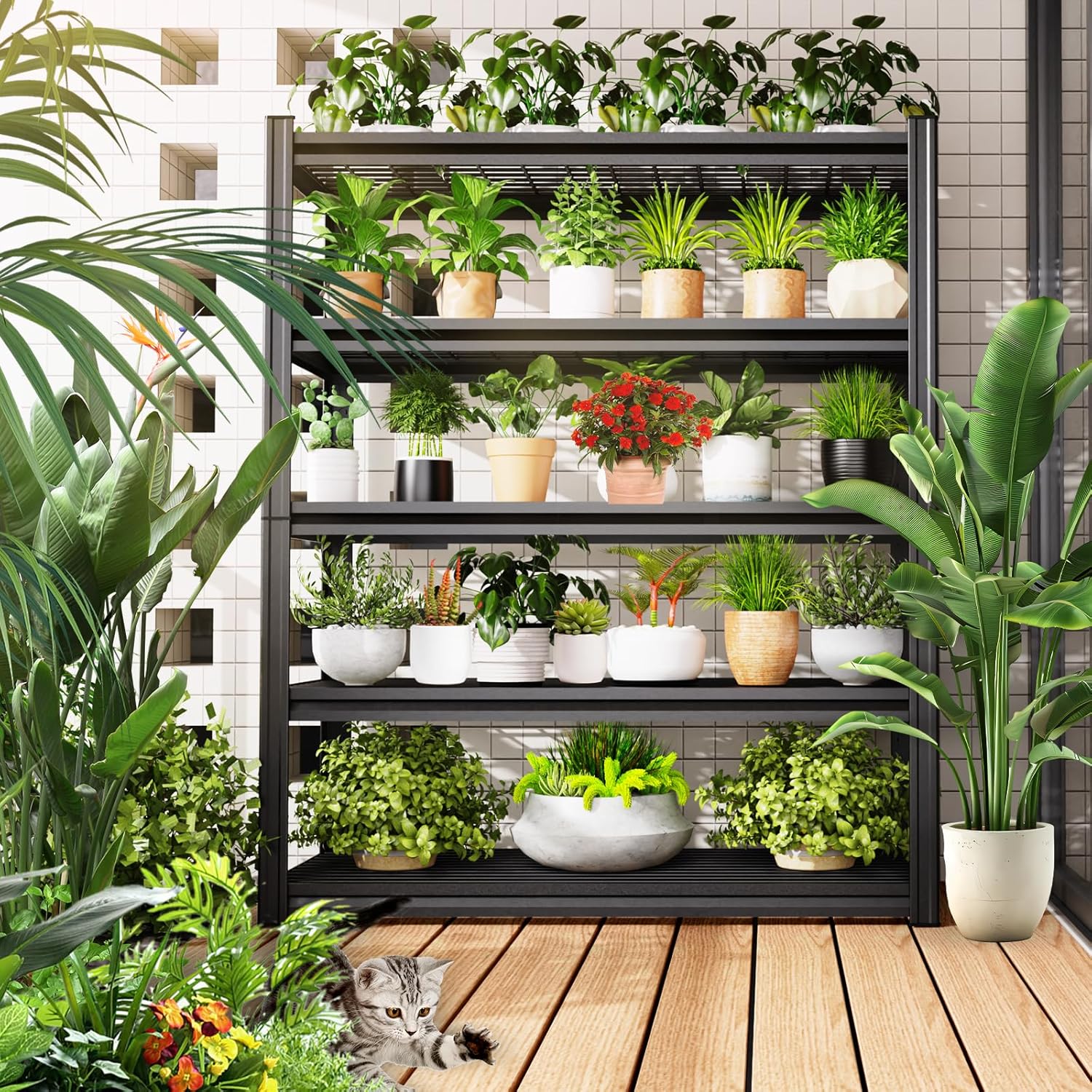 Storage Shelves, 2500lbs Garage Shelving,Adjustable Heavy Duty Shelving Unit,5T Tall Garage Shelves，Metal Standing Shelf Units,Utility Rack For Kitchen Warehouse Industrial Basement 71.2*35.4*15.7 thumbnail