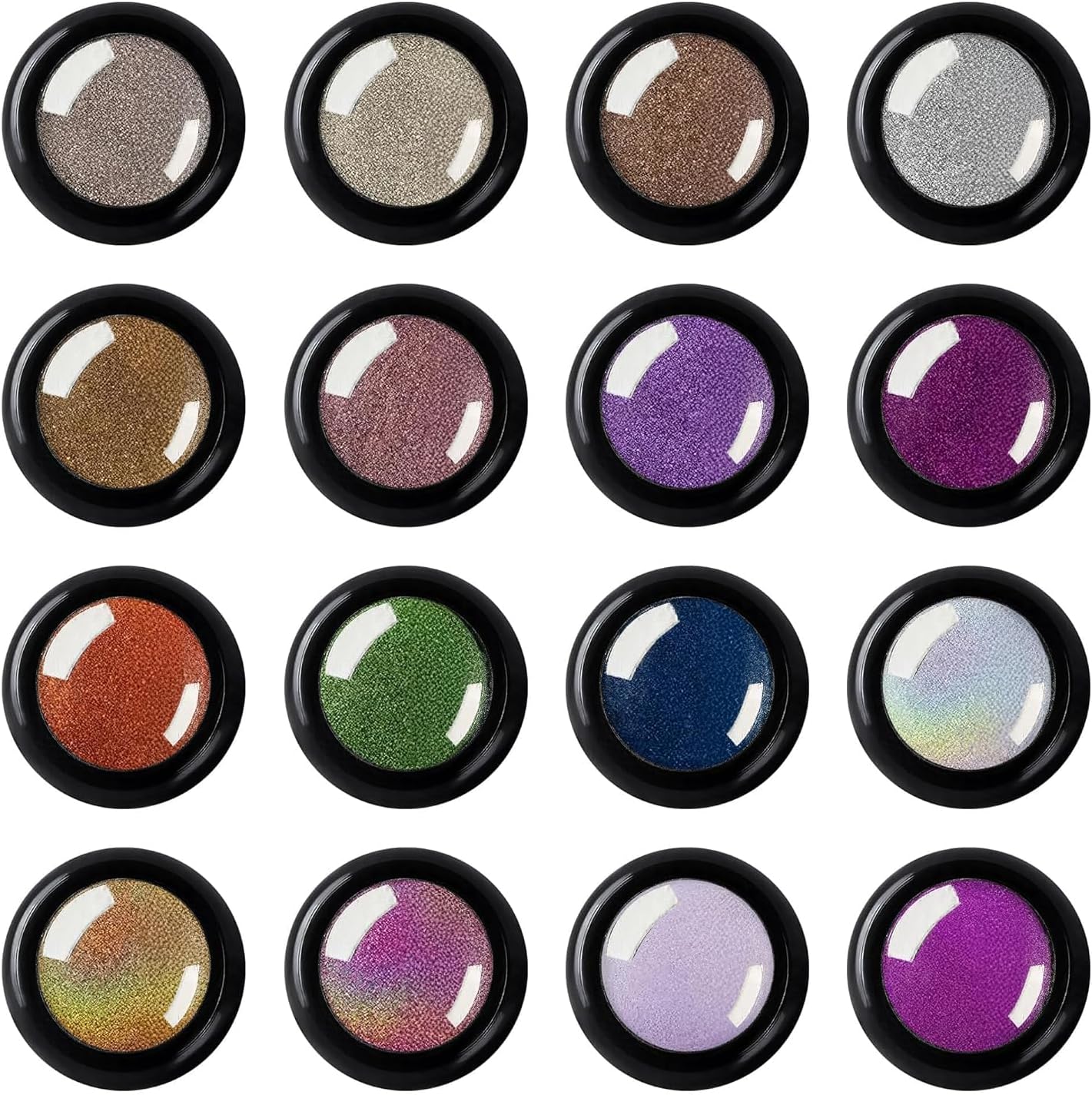 Chrome Nail Powder Kit 16 Jars – Chrome Powder for Gel Nails, 16 Stunning Colors, Including Mirror, Holographic & Chameleon Effects – Creative Manicures, Various Designs | Works with Silk Nail Wrap