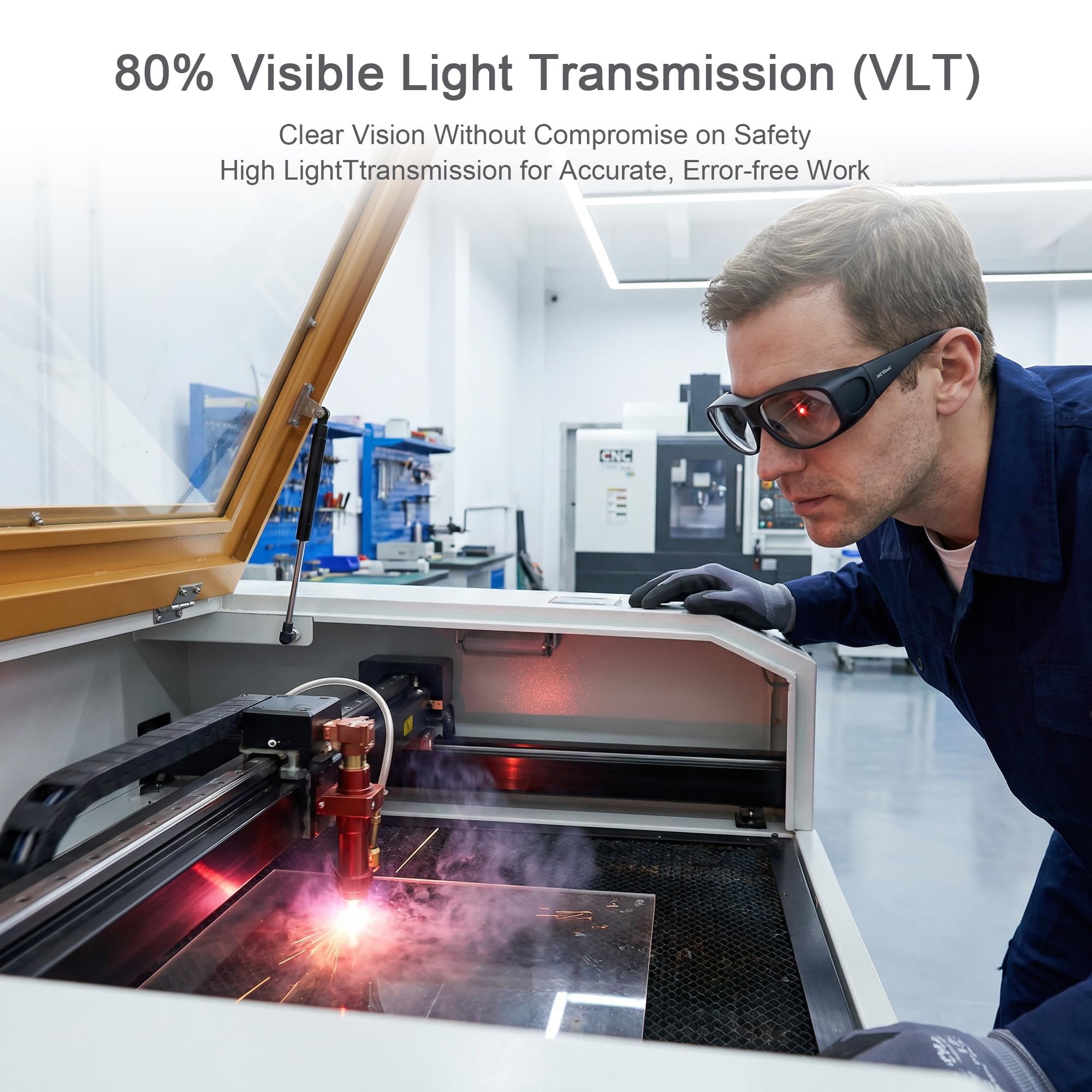 MCWlaser Lunettes de protection laser CO2 10600 nm 9000-11000 nm OD5+ Lunettes de protection laser Type d'absorption Lunettes laser CO2 pour gravure laser CO2 Découpe de traitement de beauté