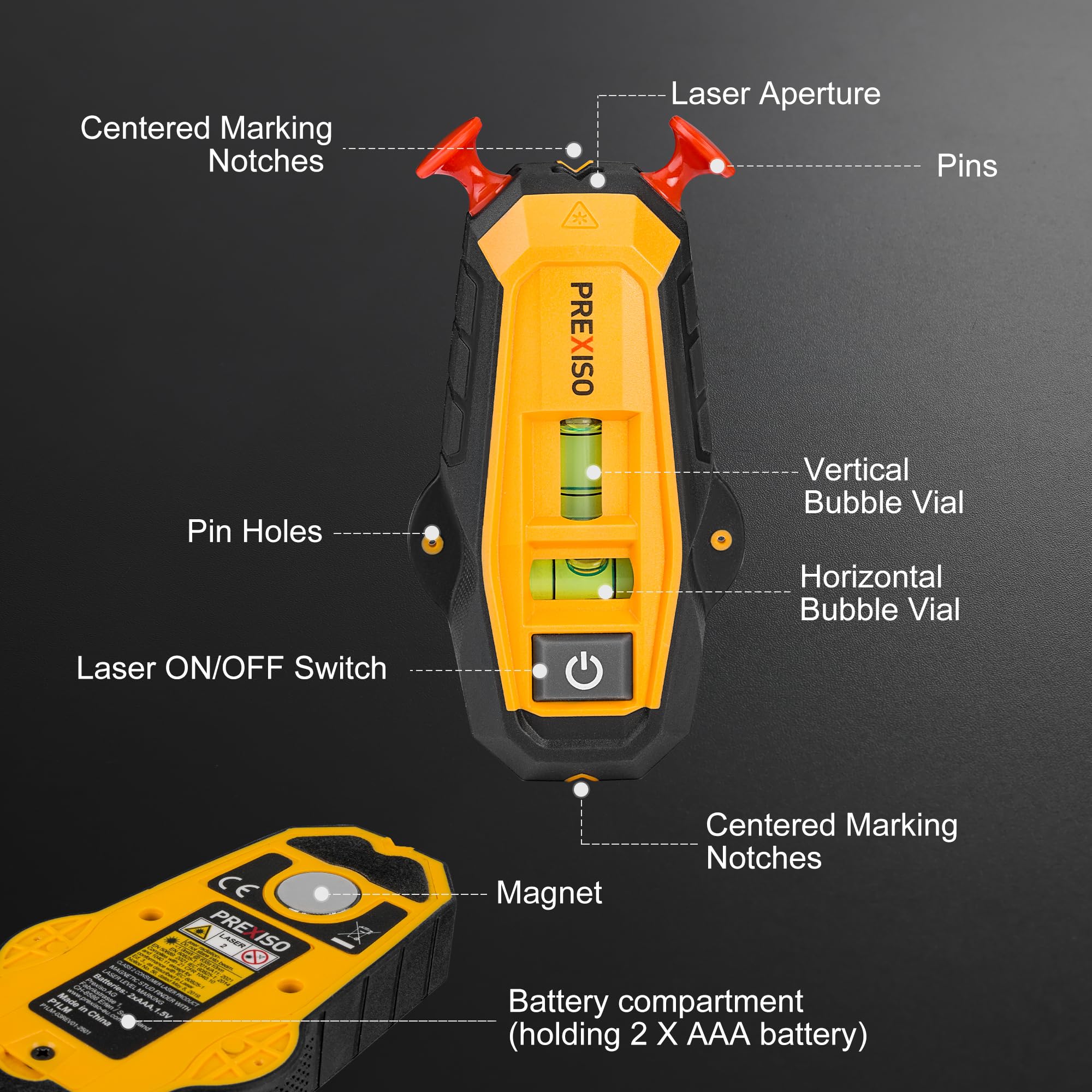 PREXISO Magnetic Stud Finder with Laser Level - Image 3