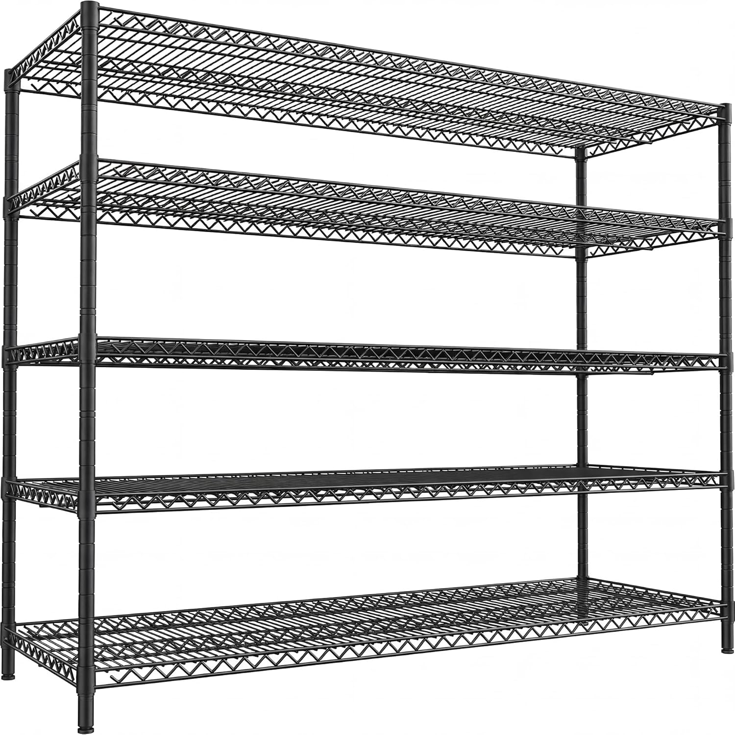 REIBII 55.5" W Storage Shelves 3200LBS Metal Shelving 5 Tier Wire Shelving Unit Garage Shelving Heavy Duty Metal Shelves for Storage Rack Commercial Adjustable Pantry Shelf, 55.5" W X 18''D X 71" H