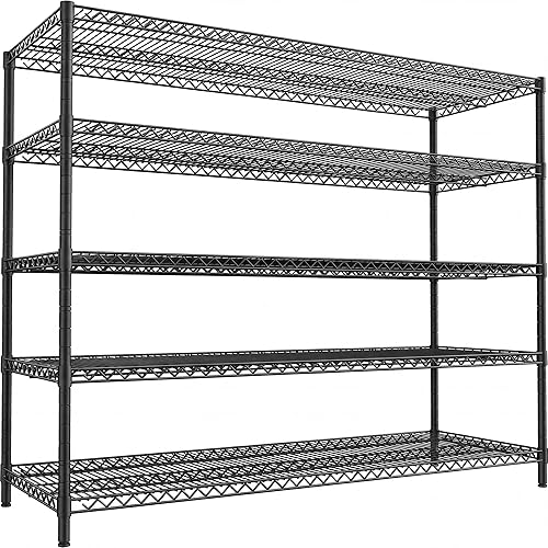 REIBII 55.5" W Storage Shelves 3200LBS Metal Shelving 5 Tier Wire Shelving Unit Garage Shelving Heavy Duty Metal Shelves for Storage Rack Commercial