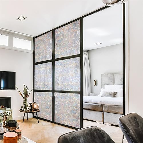 Miniatura 3 de Película de privacidad para ventana, diseño de arco iris, película extraíble para ventana, bloqueador solar estático, control de calor, no adhesiva,