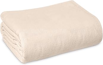 Linteum Textile Cotton Blended Hospital Patient Bath Blanket, Bed Bath Sheet, Twin Blanket Lightweight Thermal Utility Blankets 70x90 in, 1.4 lb. Unbleached