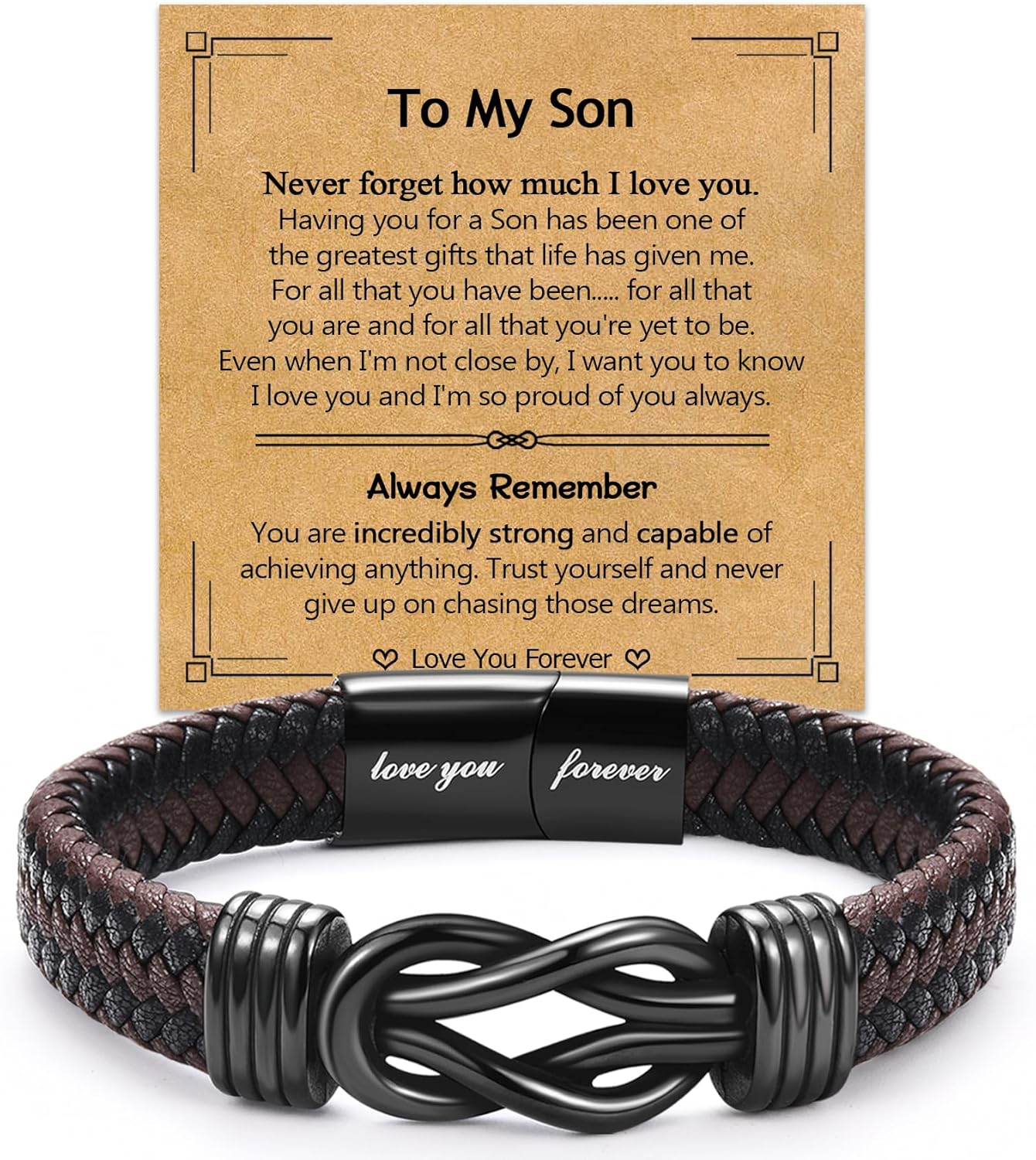 EPIRORA Gifts for Men & Boys- 8 Inch Stainless Steel Forever Linked Together Braided Infinity Bracelets, Grandson Son Nephew Brother Husband Dad Gift Ideas for Christmas Birthday Father's Day