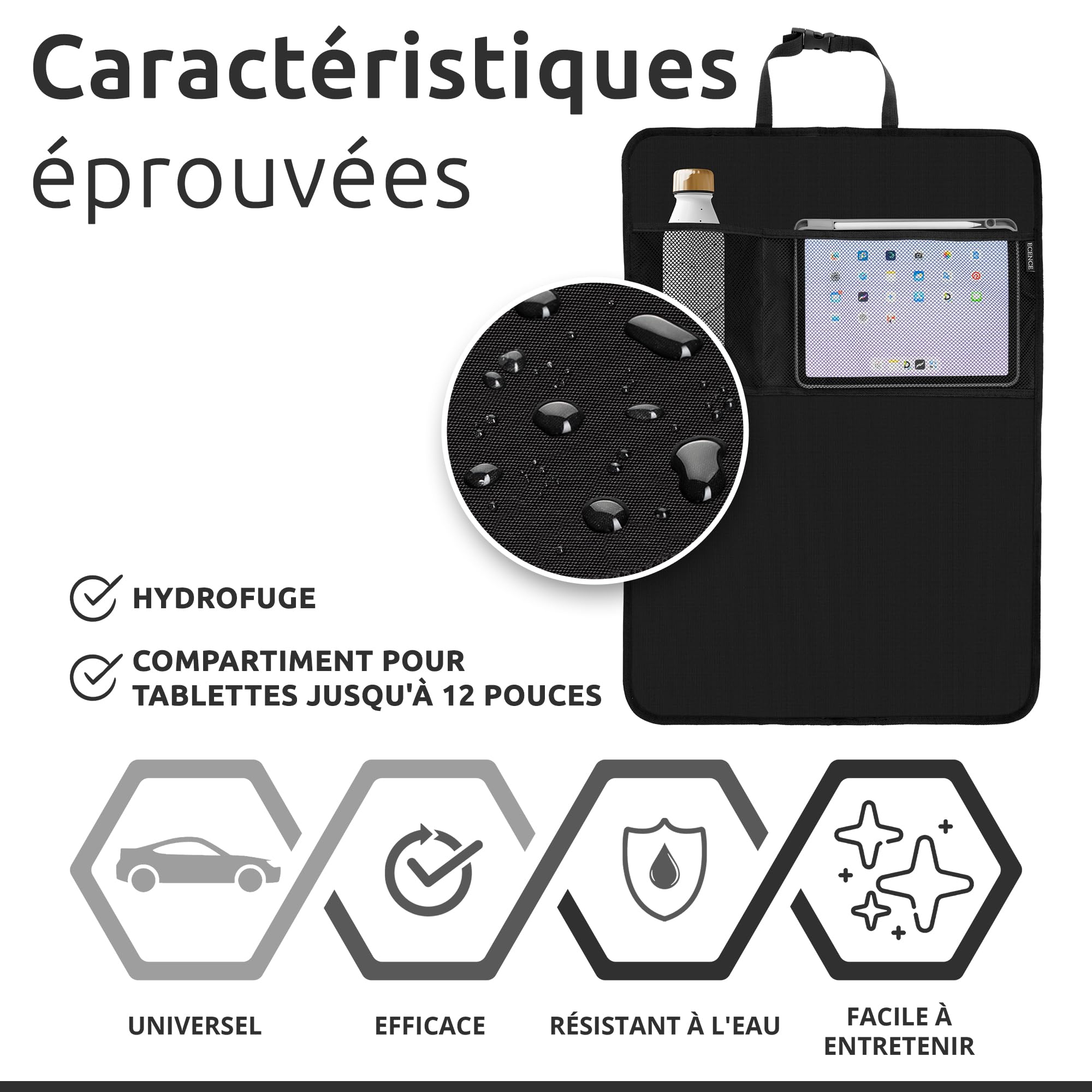 Protection Siège Voiture Enfant 50x70 Cm - Organisateur Avec Poches - Anti-Taches Et Anti-Rayures - Étanche