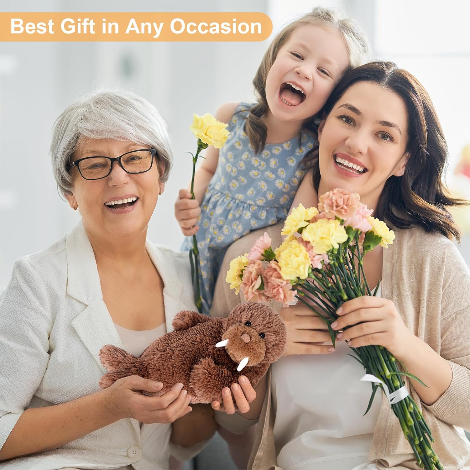 Warming Walrus Stuffed Animals, Microwavable Stuffed Animal Heating Pads for Soothing, Anxiety and Stress Relief, Cuddly Companion Plush Toys Gifts for Kids & Adults - Image 6