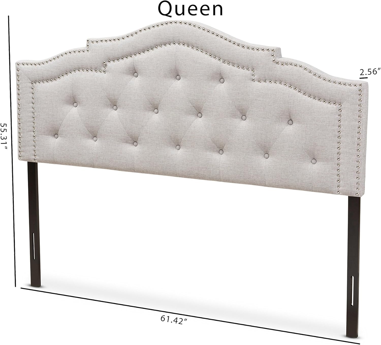 Baxton Studio Edolie Modern and Contemporary Greyish Beige Fabric Full Size Headboard