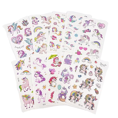 Miniatura 1 de 10 hojas de tatuajes temporales de dibujos animados para niños y niñas, suministros de recuerdo de fiesta, relleno de bolsas de golosinas (tatuajes