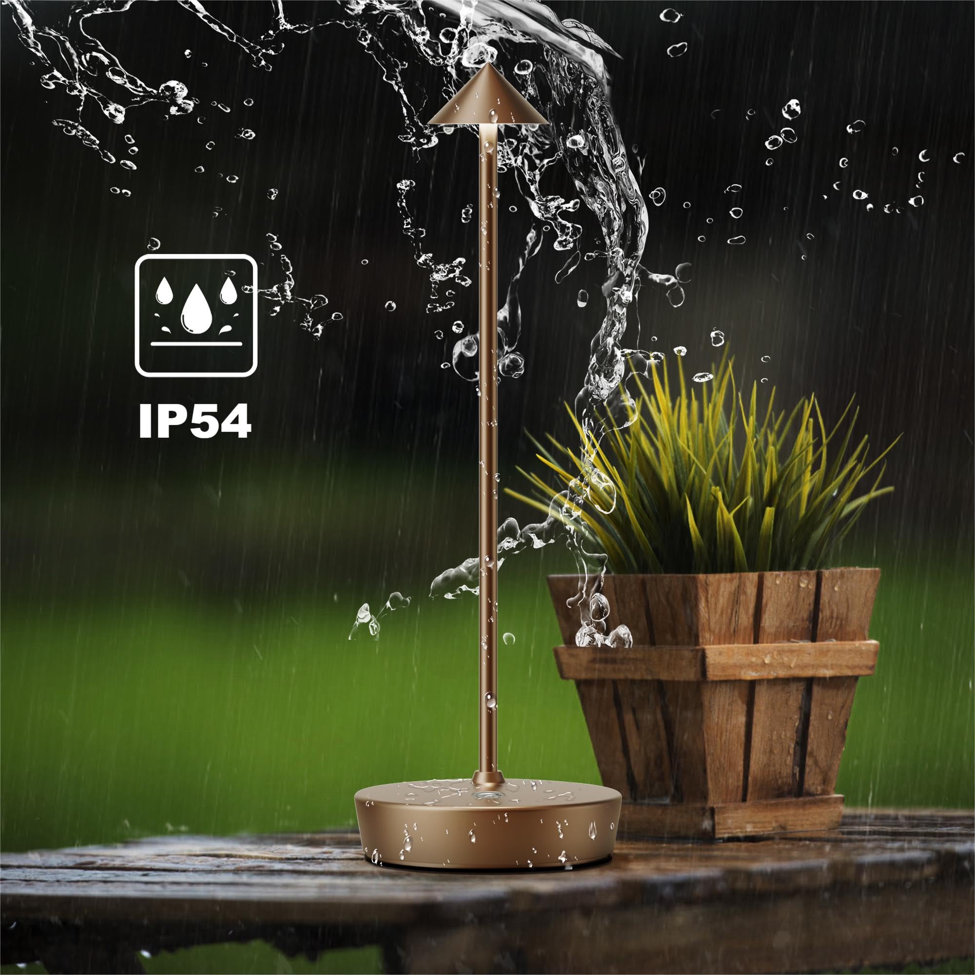 Tischlampe Kabellos IP54 Led Outdoor Lampe 6000mAh Akku Camping Schreibtischlampe Aufladbar Nachttischlampe Touch Tischleuchte für Innen/Außen (Titan (2er-Pack))