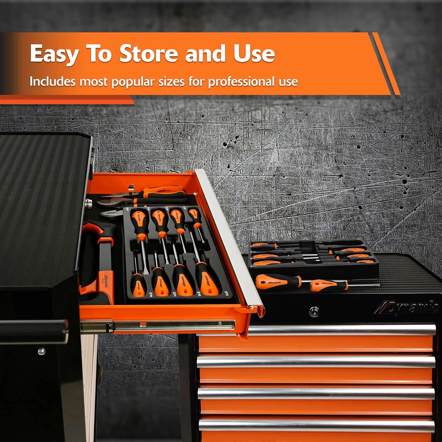 Dynamic 8 Piece Screwdriver Set (4 Slotted and 4 Phillips), Non-Slip Durable Handle, Storage Tray