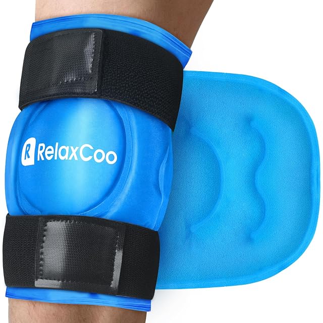 RelaxCoo Ice Pack for Knee Pain Relief Reusable Gel Ice Wrap for Leg Injuries Swelling Knee Replacement Surgery