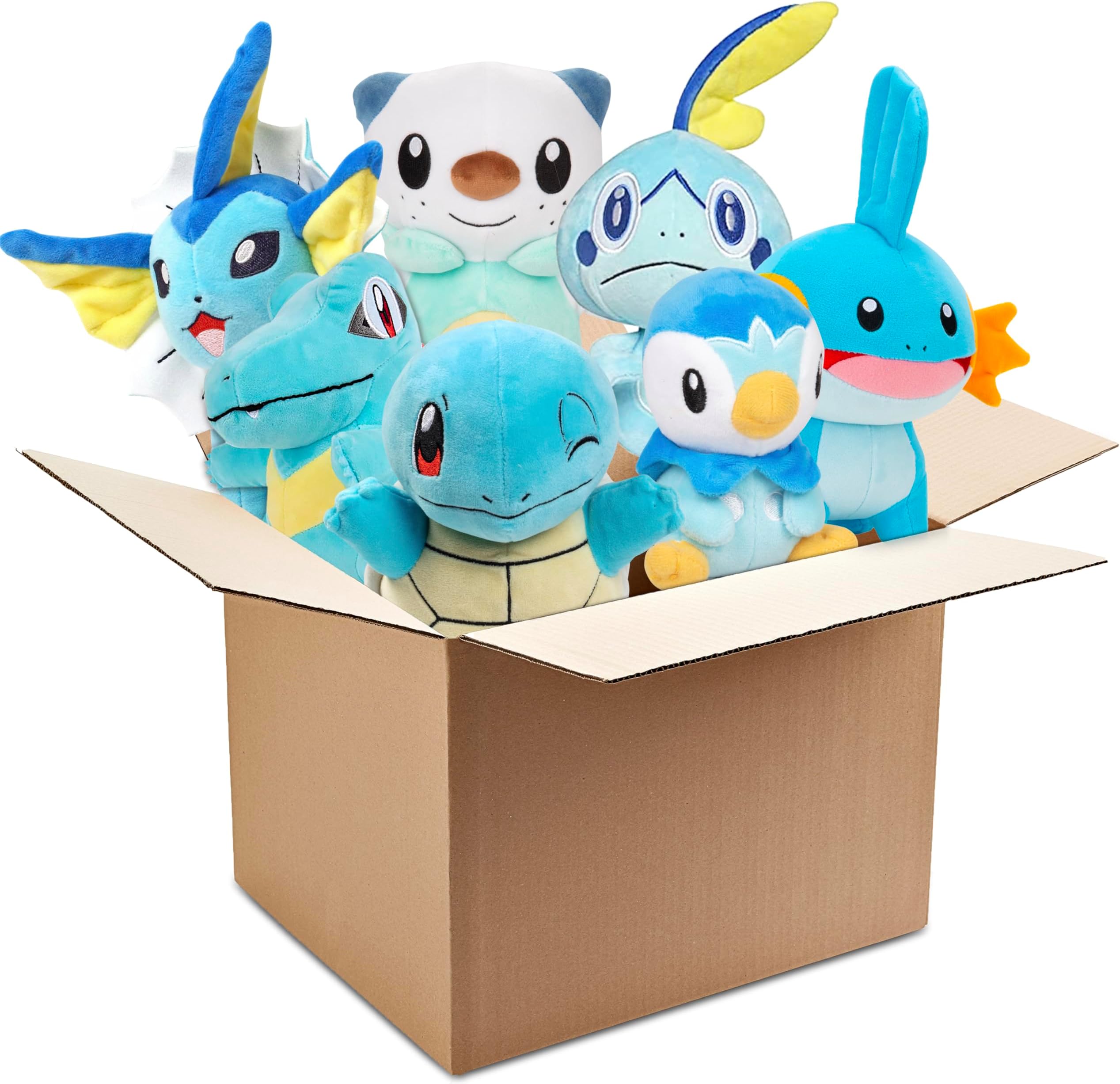 Pokemon Water Type 8" Plush Mystery Blind Box 3-Pack - Get Three Officially Licensed 8 Inch Water Pokemon - Authentic Collectible Soft Stuffed Animal Toy Figures - Gift for Kids, Boys, Girls - 2+