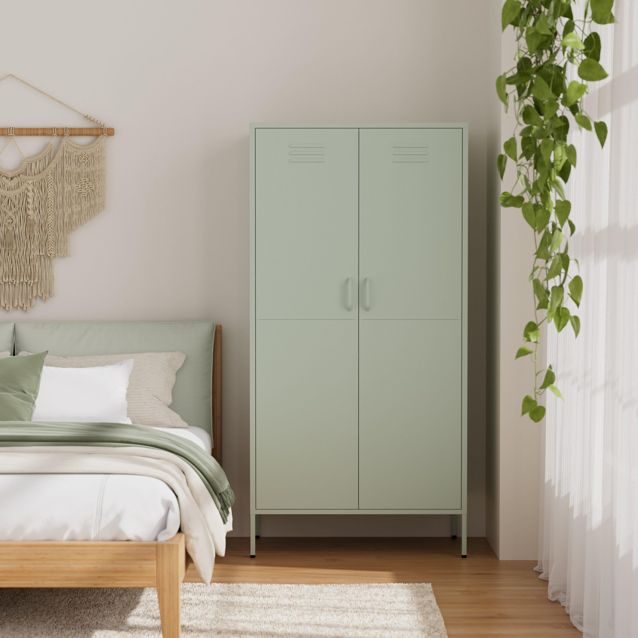 Armadio in Metallo – Guardaroba in Acciaio con Ripiani Regolabili – Armadio Industriale Multiuso – 35x50x180 cm / 90x50x180 cm (Verde, 90x50x180cm)