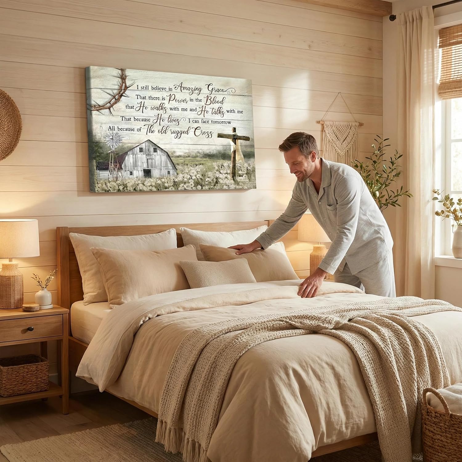 Barn Windmill Wall Art Vintage Farmhouse Wall Decor I Still Believe In Amazing Grace Painting Christian Prayer Prints Posters Christian Canvas Pictures For Living Room Bedroom Framed