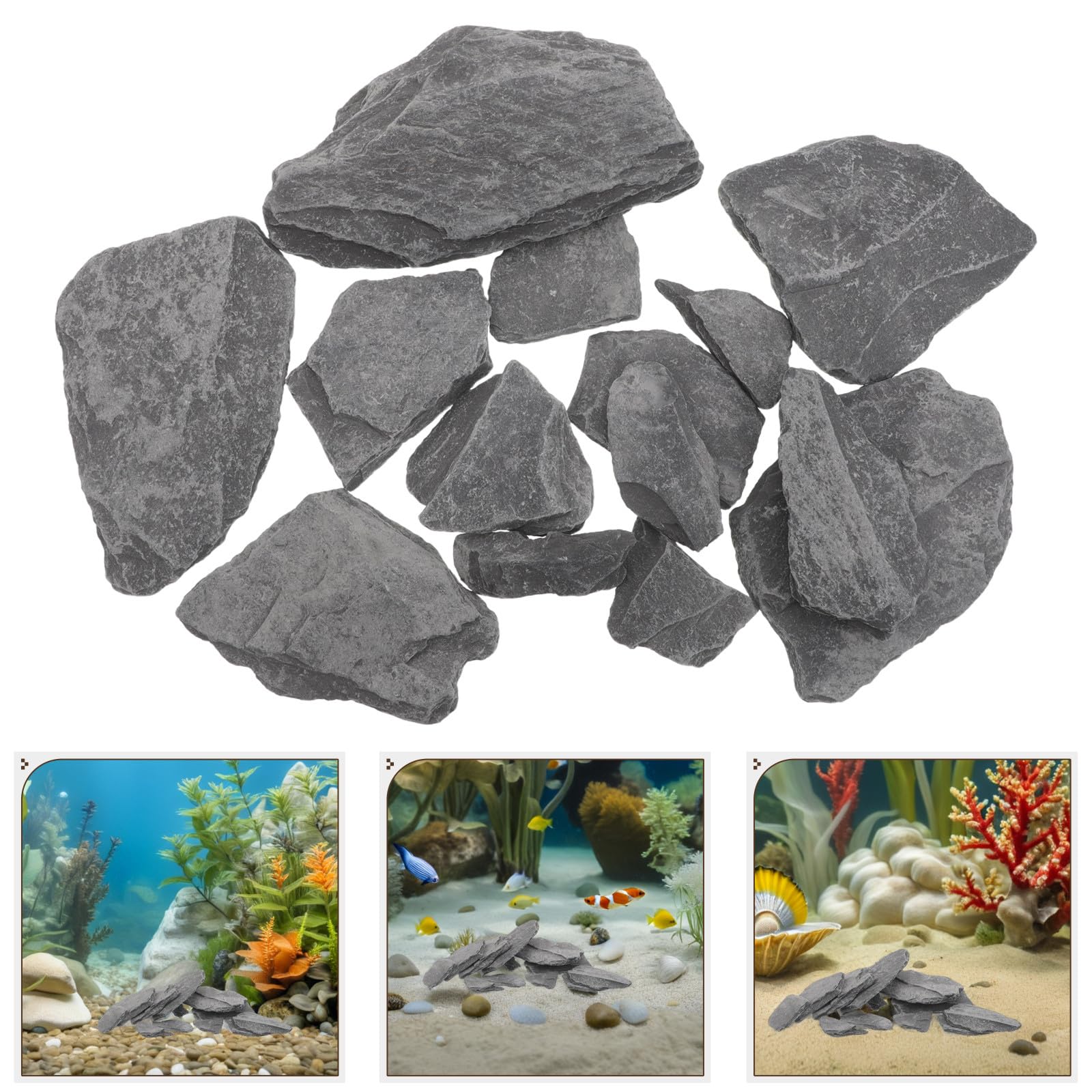 Piedras Naturales para Acuarios Pequeñas en Forma de Losa para Decoración de Acuarios, Material Roca Mantenimiento Fácil y Ph Neutro, Adecuado para Paisajismo Acuático