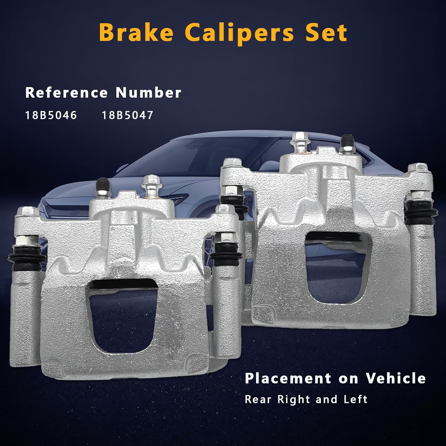 Rear Brake Caliper Set Fit for Dodge Jeep for 2007-2011 Nitro, 2008-2012 Liberty, 2007-2017 Wrangler and 2018 Wrangler JK, Disc Brake Caliper Assembly with Bracket 18B5046 18B5047
