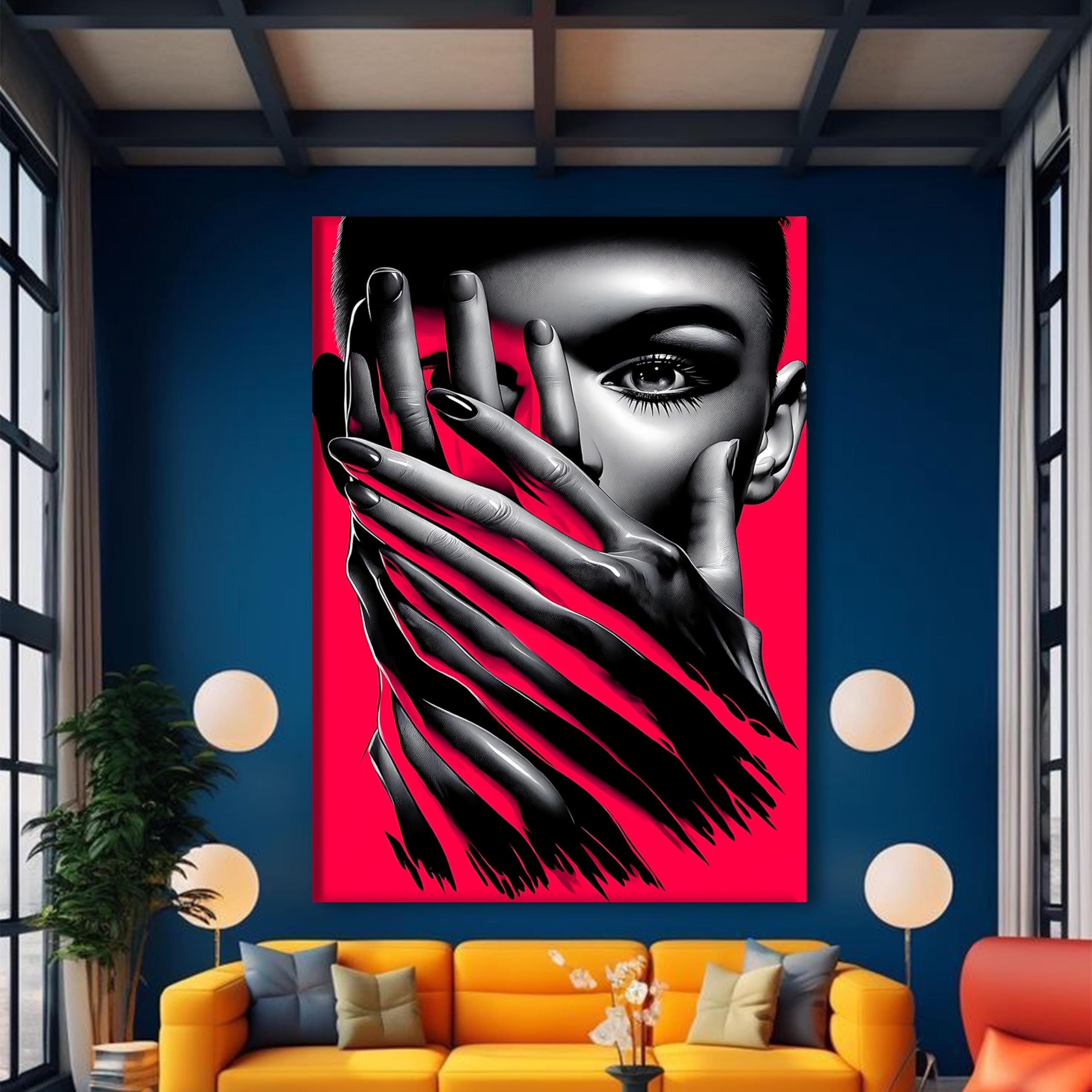 Tableau abstrait moderne pour sublimer un mur blanc salon - 8
