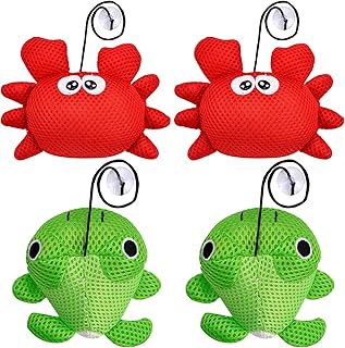 Pipihome 4 Pieces Hot Tub Scum Absorber for Spa Hot Tub, Reusable Oil Absorbing Sponge for Spa, Hot Tub Filter Cleaner for Inside Surface, Hot Tub Sponge for Scum, Hot Tub Accessories (2 Crab+2 Frog)