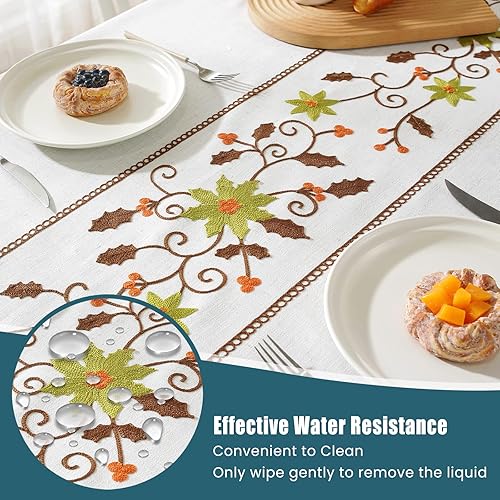 Miniatura 2 de TEWENE Mantel rectangular resistente al agua, mantel de lino bordado sin arrugas, para cocina, comedor al aire libre (rectangularoblongo, 55 x 86