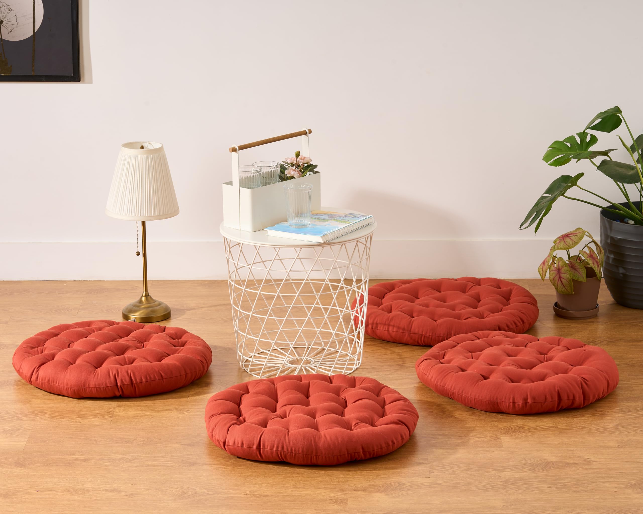 Premium Cotton Floor Seating Cushions | Luxurious Comfort & Microfiber Fill 60X60 CM Large Size for Meditation | Floor Cushion | Pooja | Living Room | Pets | Outdoor Maroon(Pack of 4)