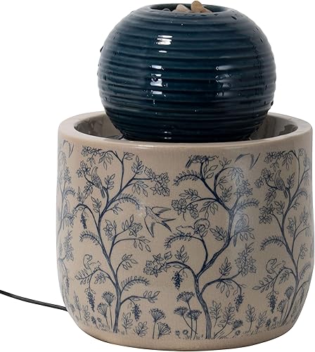 Miniatura 3 de Foreside Home and Garden Fuente de agua interior de cerámica multicolor Chinoiserie con bomba
