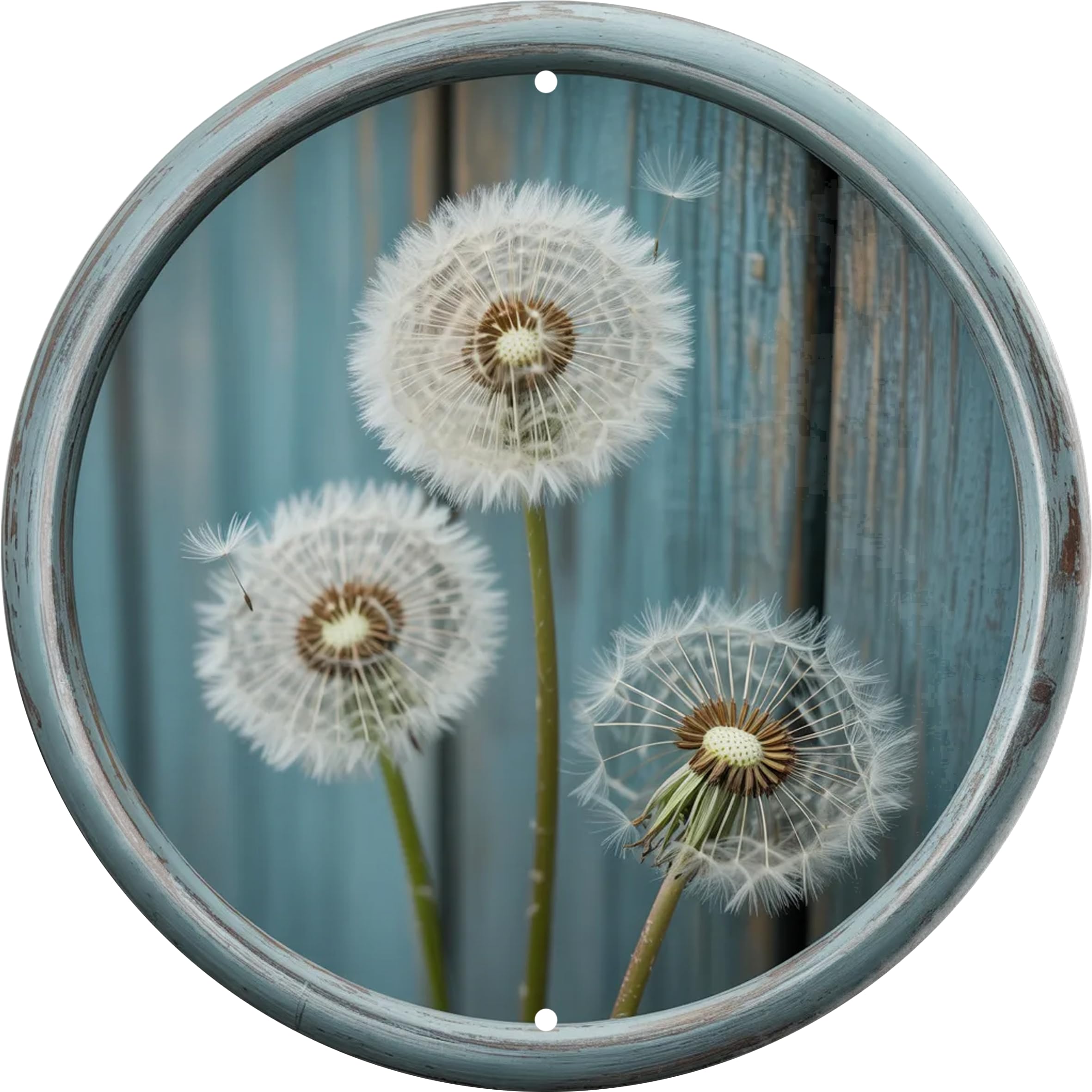 Dandelion Metal Sign 8x8in Round Wish Plaque for Garden Wall Decor Gift