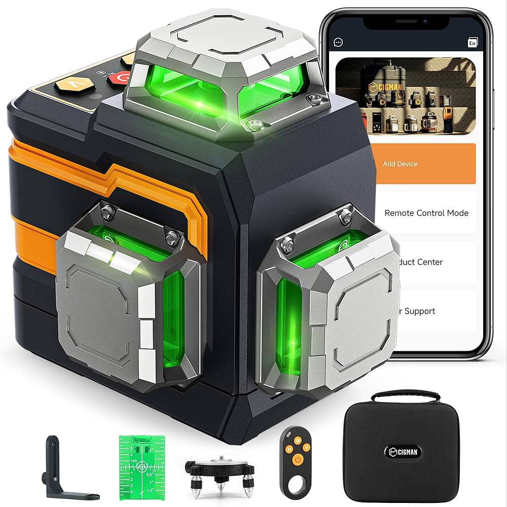 レーザーシグマ(男性用) Amazon | CIGMAN レーザー墨出し器 アプリで遠隔操作 3x360°グリーン