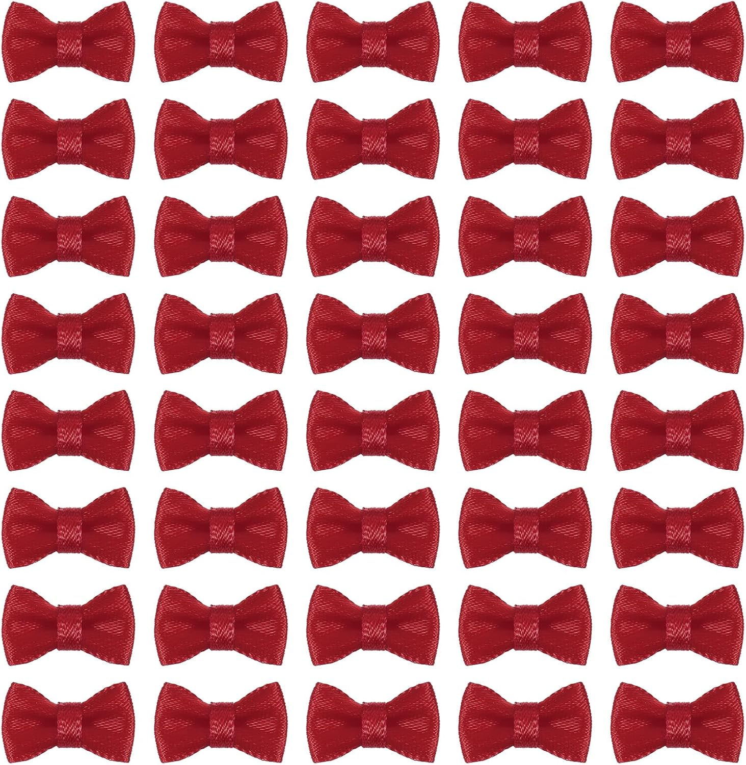 MECCANIXITY 100 Pcs Mini Ribbon Bow 0.8" Mini Fabric Satin Ribbon Flower Bows for Craft DIY Sewing Wedding Birthday Party, Burgundy